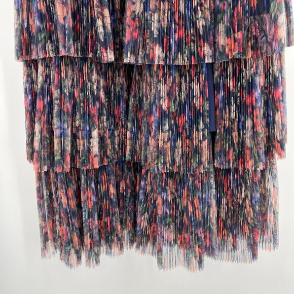 Hutch | NWT Rosey Gown Navy Tropical Garden Tulle Floral Tiered Maxi Dress 0 - Picture 9 of 14
